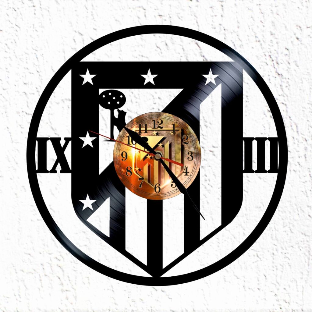 reloj de vinilo escudo de atletico madrid