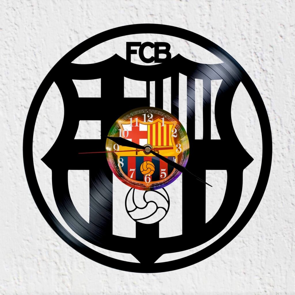 reloj de vinilo escudo de barcelona f c