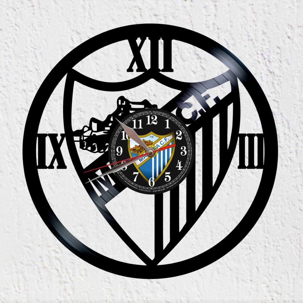 reloj de vinilo escudo de malaga f c