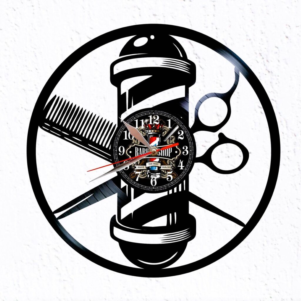 reloj de vinilo barbería