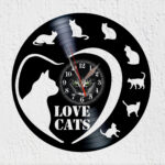 reloj de vinilo gatos