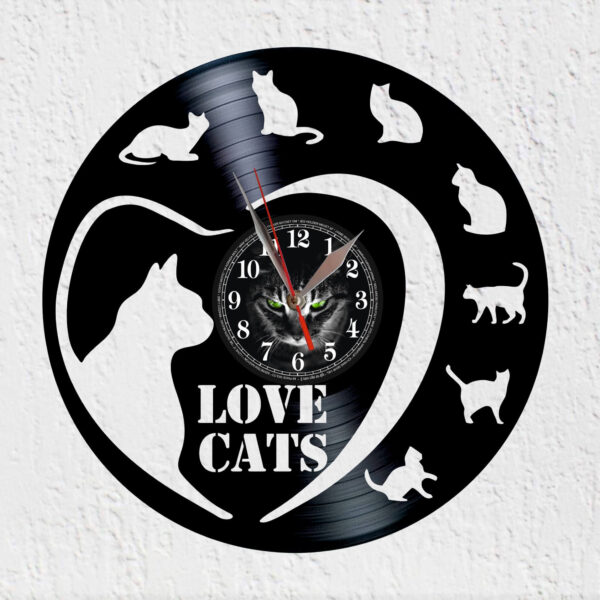 reloj de vinilo gatos