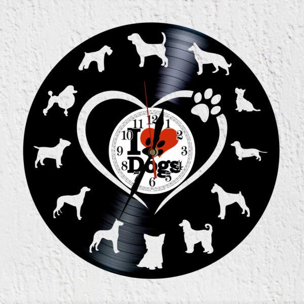 reloj de vinilo perros