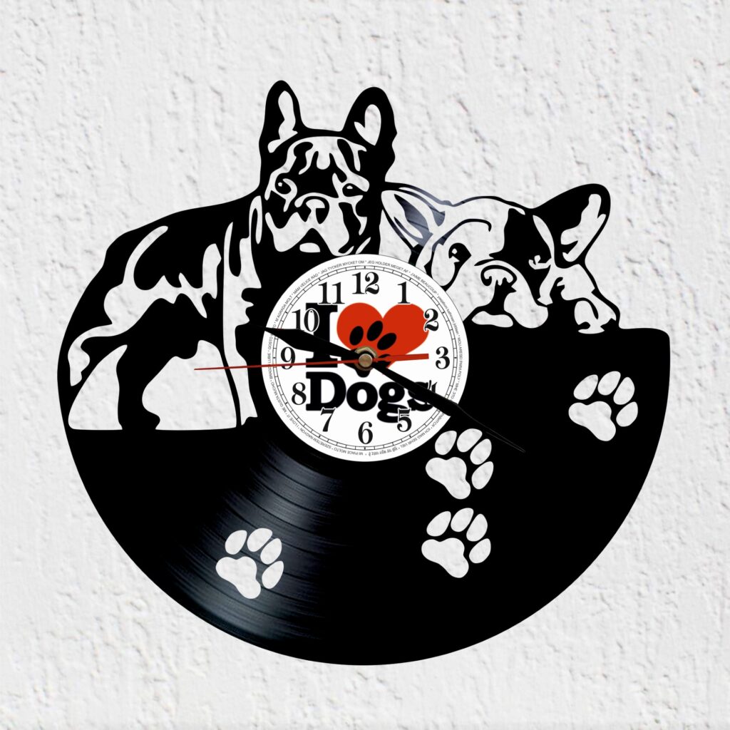 reloj de vinilo bulldog francés