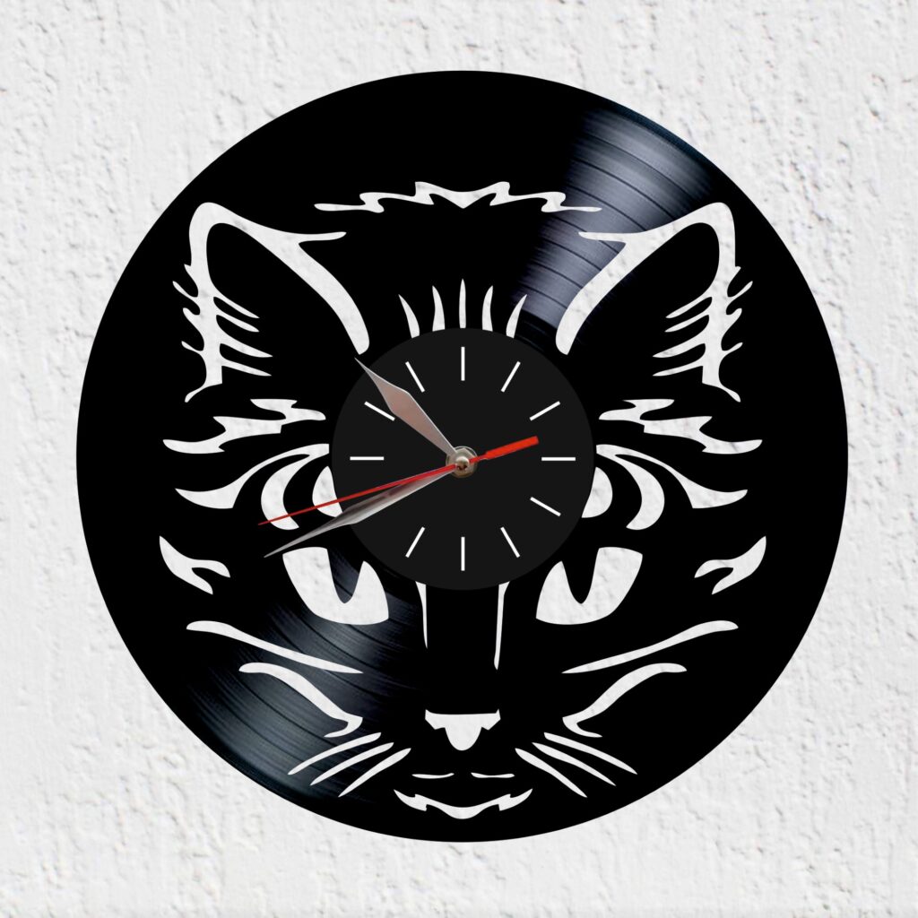 reloj de vinilo gato