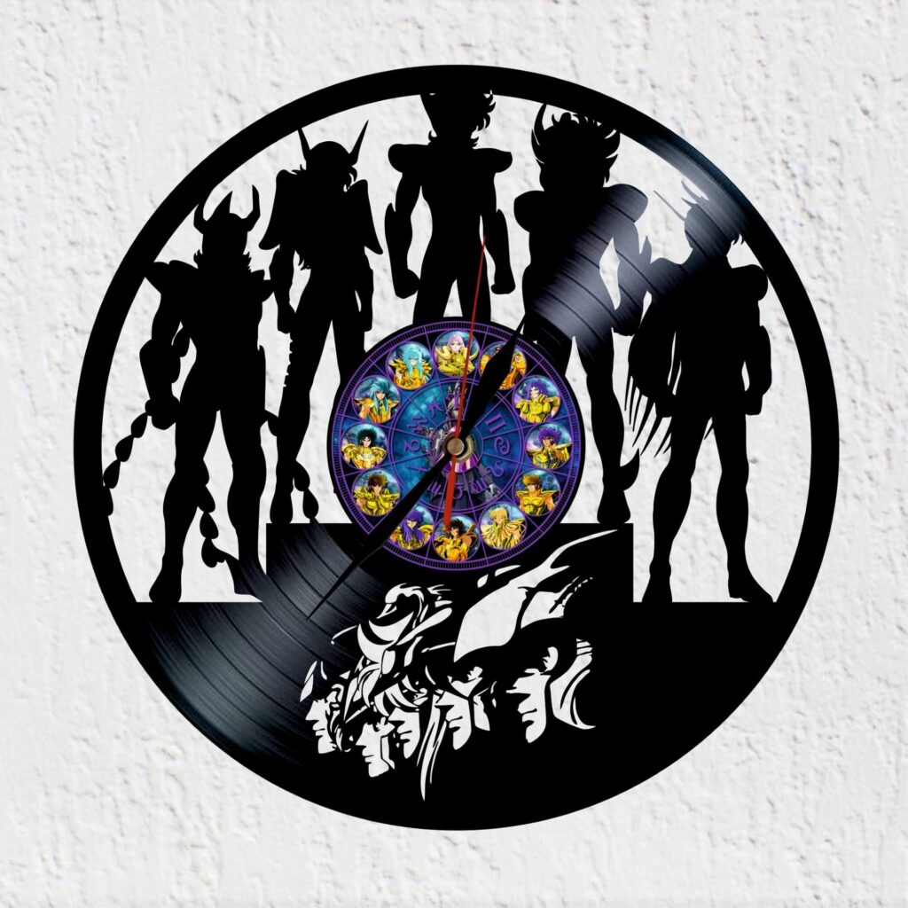 reloj vinilo caballeros del zodiaco