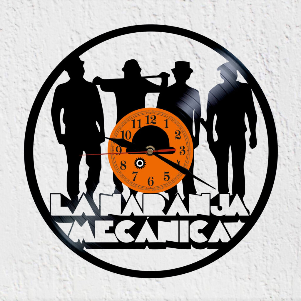 reloj de vinilo naranja mecanica