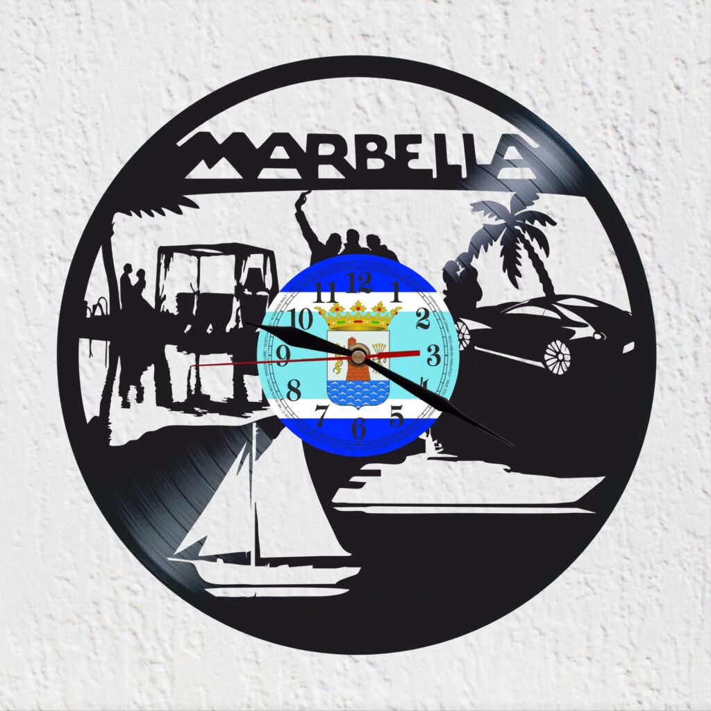 reloj de vinilo marbella