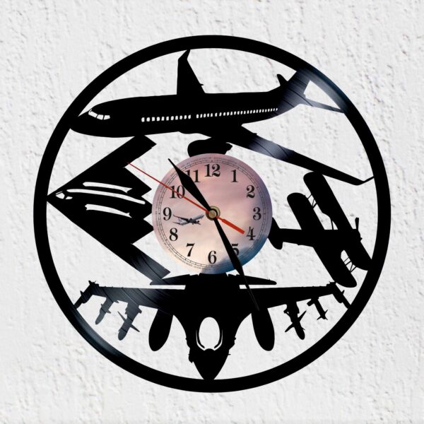 reloj de vinilo aviones