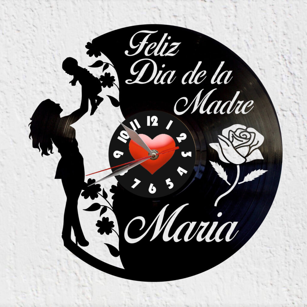 reloj de vinilo dia de la madre