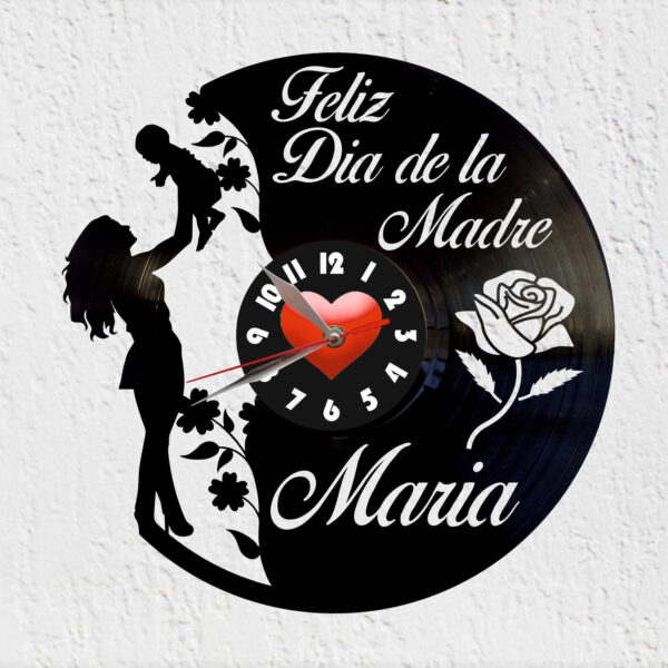 reloj de vinilo dia de la madre