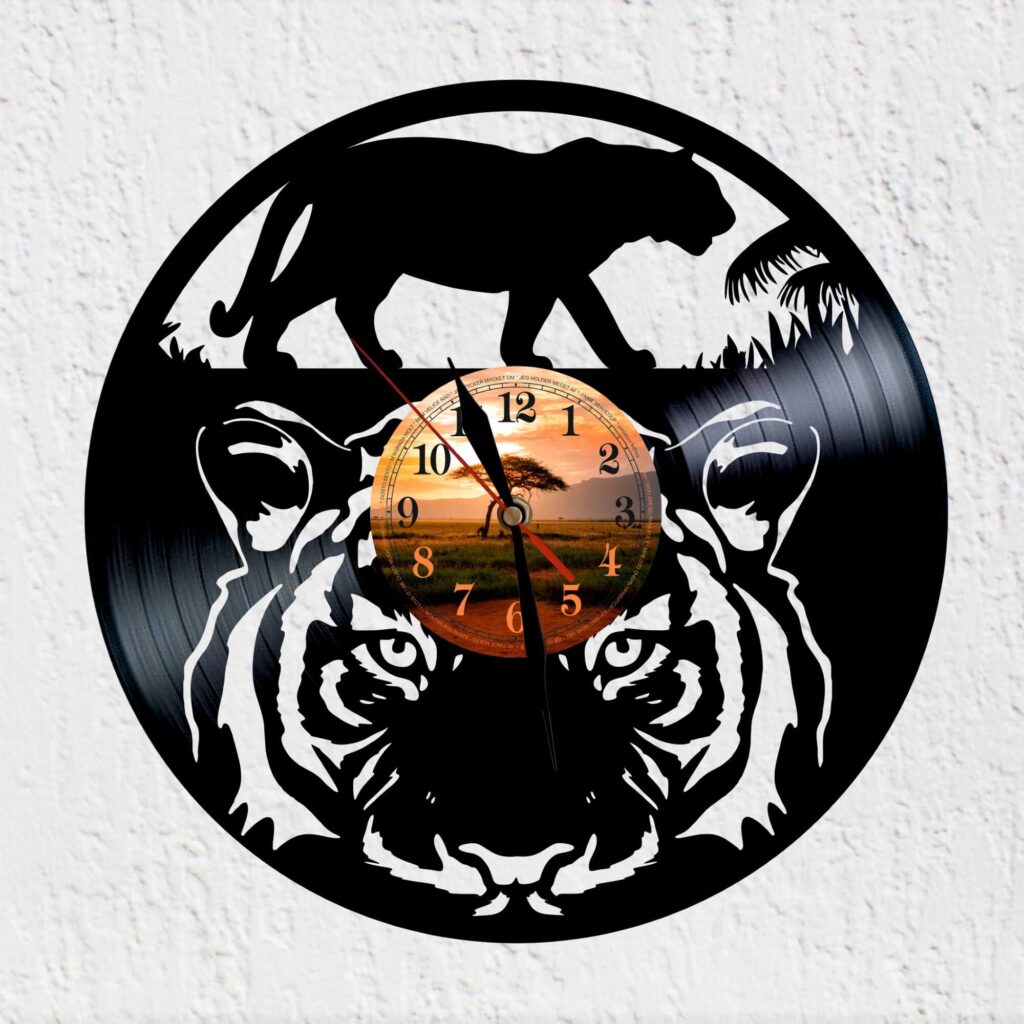 reloj de vinilo tigre