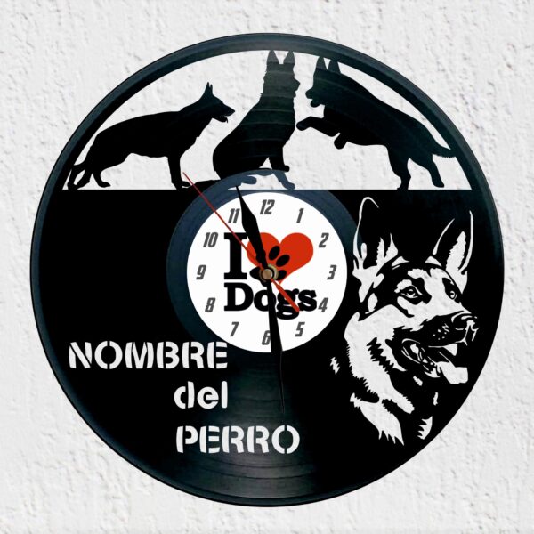 reloj de vinilo pastor alemán