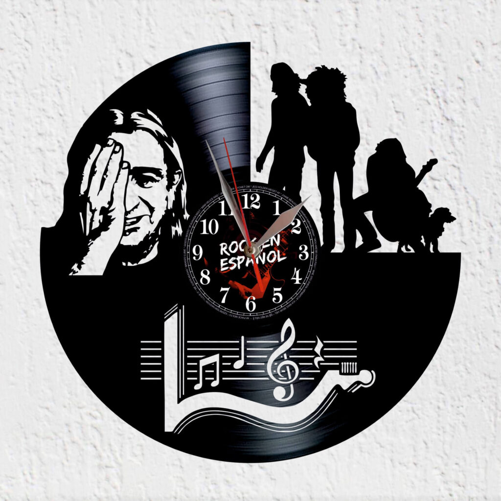 reloj vinilo leño