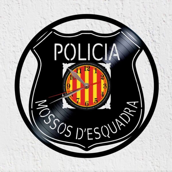 reloj de vinilo escudo mossos