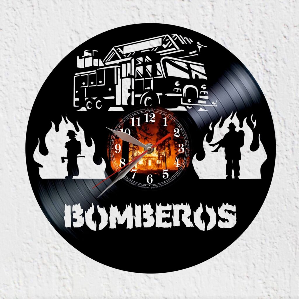 reloj de vinilo bomberos