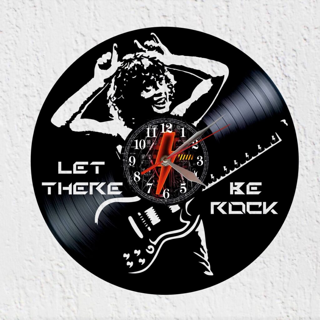 reloj pared de vinilo acdc angus young