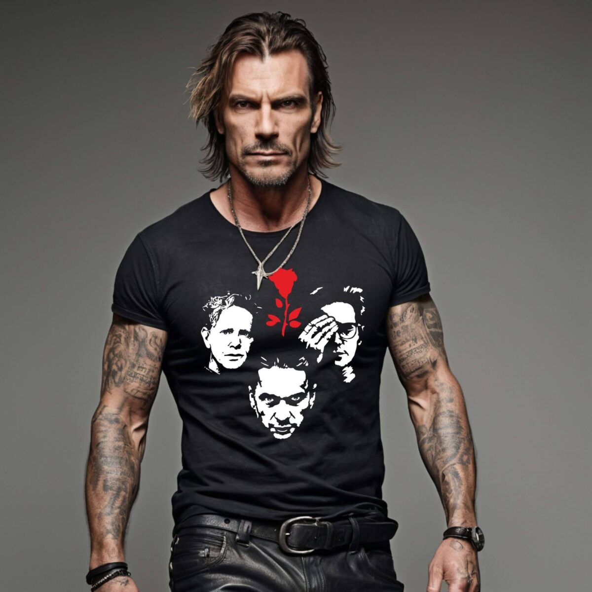camiseta negra depeche mode maniqui