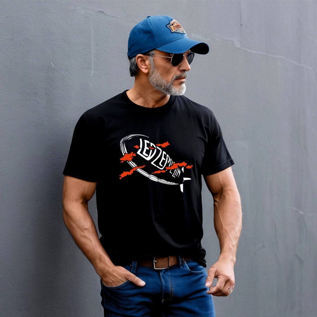 camiseta negra led zeppelin modelo