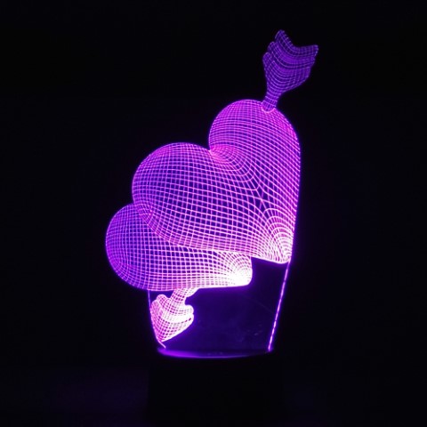 Lámpara Led 3D Corazones, Amor