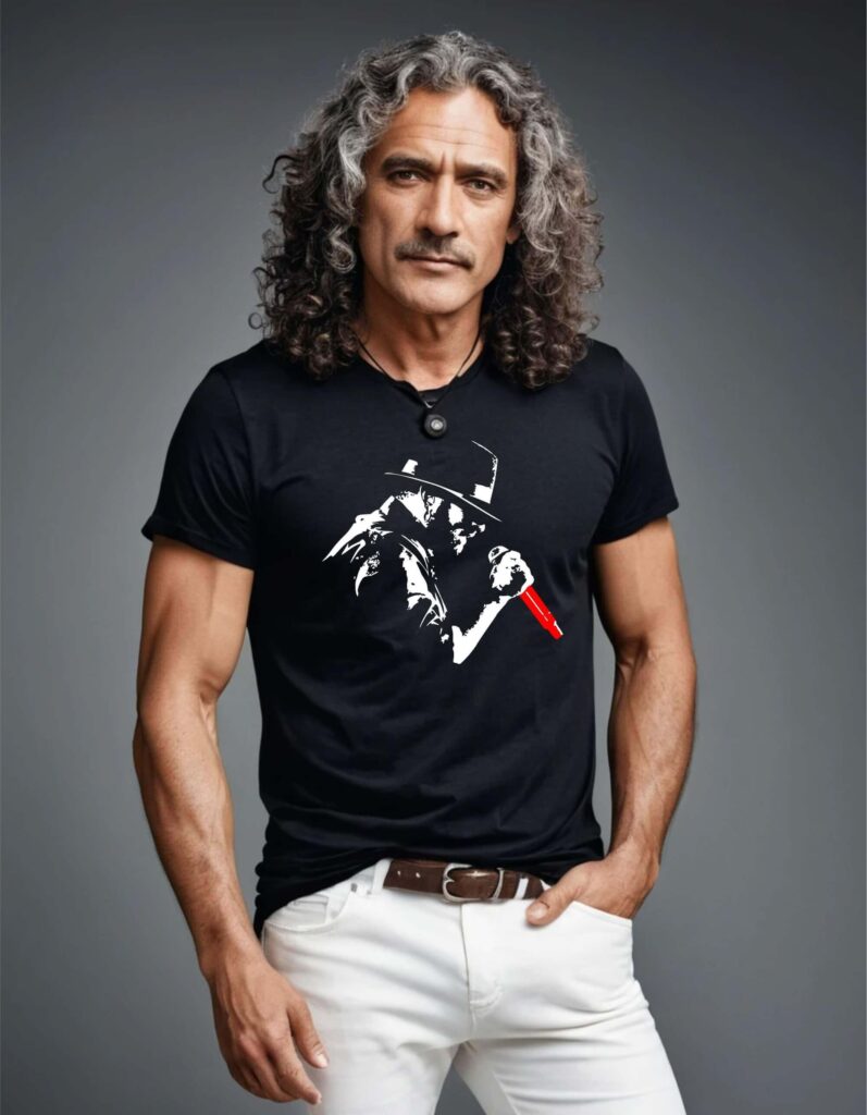 camiseta negra el barrio modelo