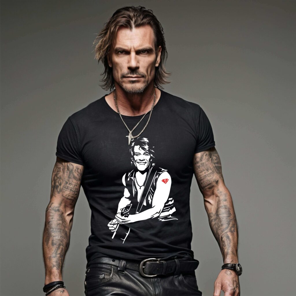 camiseta negra bon jovi modelo