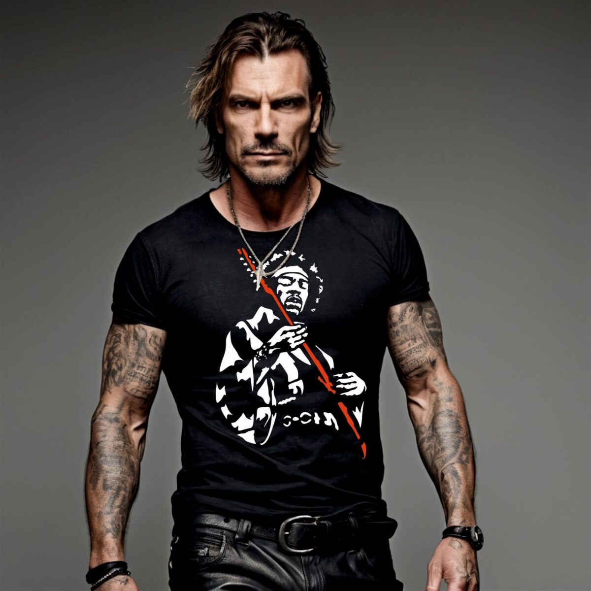 camiseta negra jimi hendrix modelo