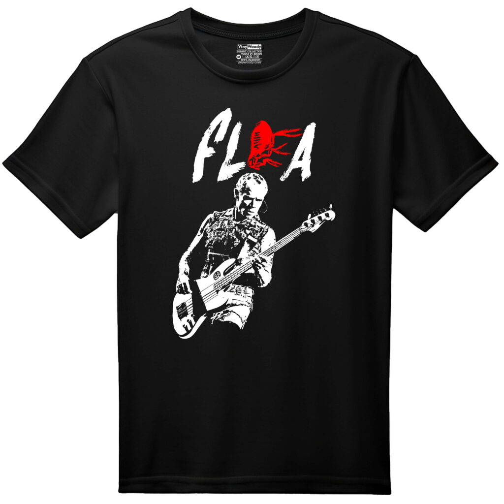 camiseta negra red hot chili peppers flea